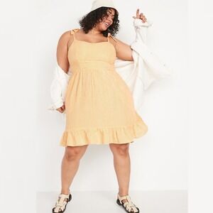 Old Navy Cami Dress Womens Sz‎ XXL Gingham Plaid Orange Summery NEW Pockets 2022